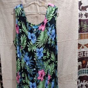 Koret Black Maxi Dress with Blue and Pink Floral Print